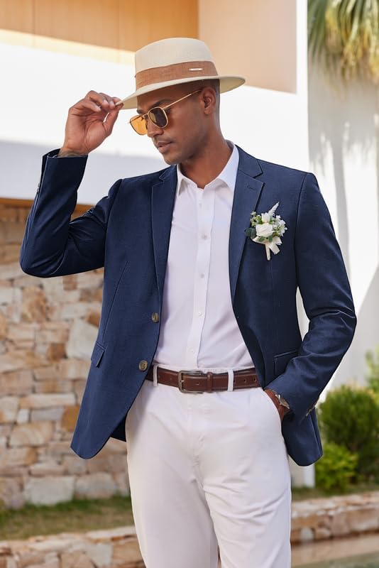 COOFANDY Men's Casual Blazer Sport Coats and Blazers Lightweight Two Botton Business Linen Blazer Suit Jacket - Image 2