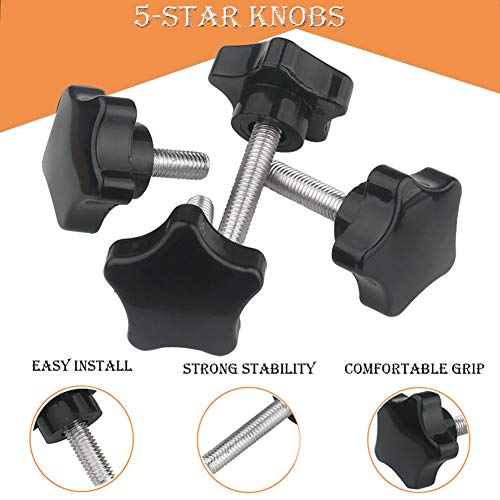 YXQ M8 Hand Star Knobs Male Thread Stud Head Clamping Knob Replacement Black Plastic(12Pcs) - Thumbnail 4