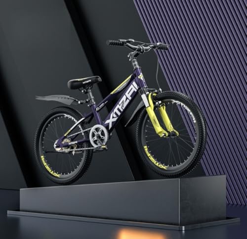 子供用マウンテンバイク 18インチ 20インチ 22インチ 6-14 歳のティーンエイジャー学生子供自転車衝撃吸収自転車 (パープルイエロー,22インチ)
