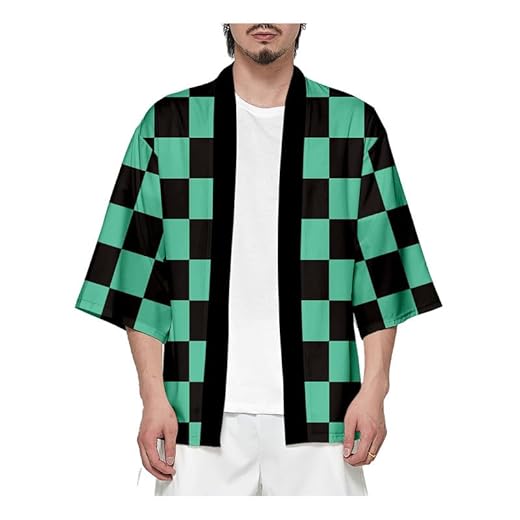 Tanjiro Kamado Capa Manto Kimono Cosplay Traje Unisex Verde L