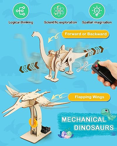 image for Poraxy Dinosaur Toys, 4 in 1 STEM Kits for Kids Age 8-10, Toys for Age