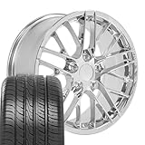 OE Wheels CV08 18 Inch Rims and Tires Fit Corvette C6 ZR1 Style 5x120.65 18x8.5 Chrome - Hollander 5402 - iMove Gen 3 AS 245/40-18 (Set of 4)