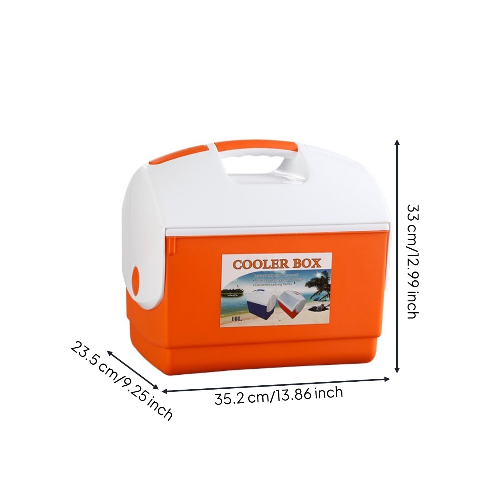 Nevera Portátil con Asa Uso Intenso Nevera Rígida Plástico Doble Tono Caja Aislada Rectangular para Camping, Pesca, Playa