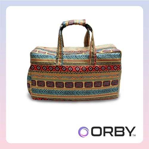 ORBY Women’s Travel Bag |Matty Fabric Printed in a blend of Cotton & Polyester |Lightweight| Foldable, Portable| Duffle Bag for Travelling, Shopping, Luggage, Organizer |With Detachable External Pouch 4 51KLX5kKkAL
