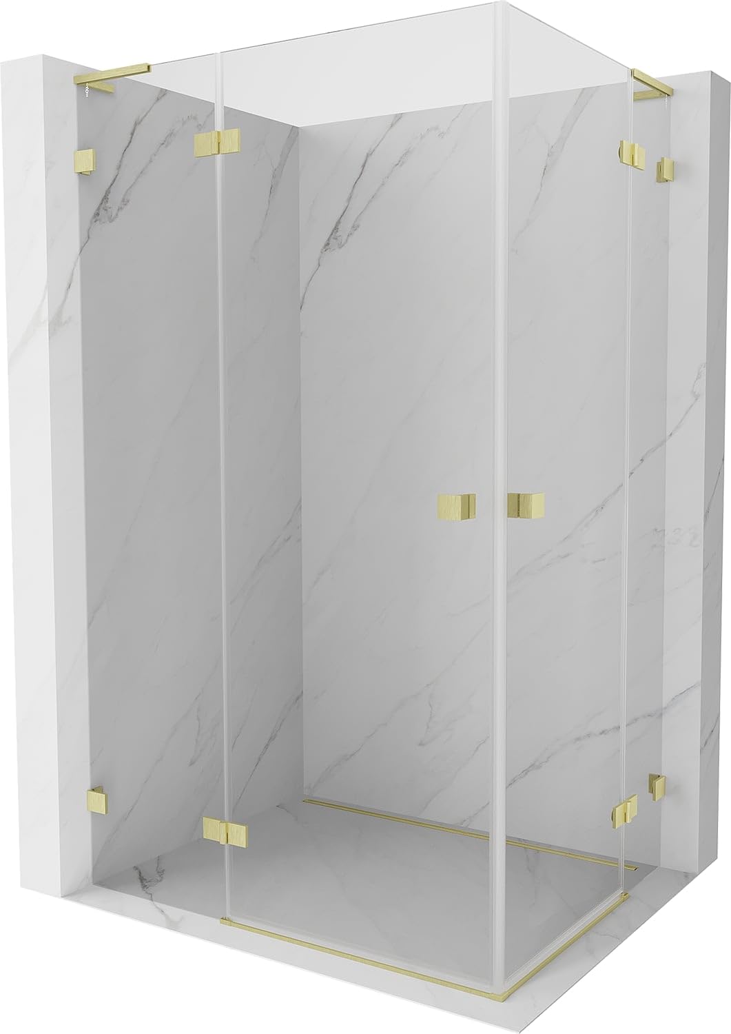 Mexen Lunar L Duo Box Doccia Orientabile Sinistra 100x85 Trasparente Oro Spazzolato