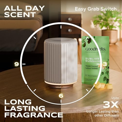Image of Halo Wax Melting Starter Kit - Ceramic Aroma Diffuser with 1 Warmer & 3 Scented Soy Melts (180+ Hours Scent Time) - Safe, Smoke-Free, Natural Fragrance for Home (Midnight, Aromatherapy)