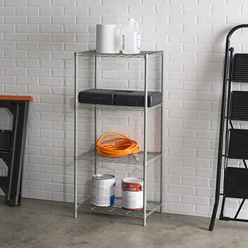 Home Basics 4 Tier Steel Wire Shelf Rack Heavy Duty Storage Shelving Unit for Kitchen Pantry Laundry Garage Closet Utility Organization , Grey - Thumbnail 2
