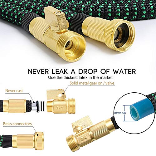 Dehnbarer Gartenschlauch, leicht, Gummischlauch für Bewässerung, knickfrei, flexibler Kunststoff-Wasserschlauch, ideal für Gartenarbeit und Außenbereich, 7,6 m, 30 m