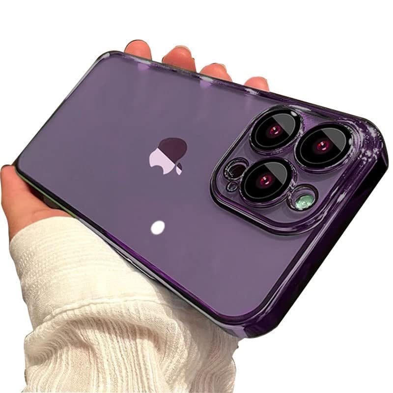 Image of mobistyle Designed for Iphone14 pro Luxury Electroplating TPU Edges Clear Case | Individual Camera Protection | Back Cover Case 4 Pro (Electroplating Purple)