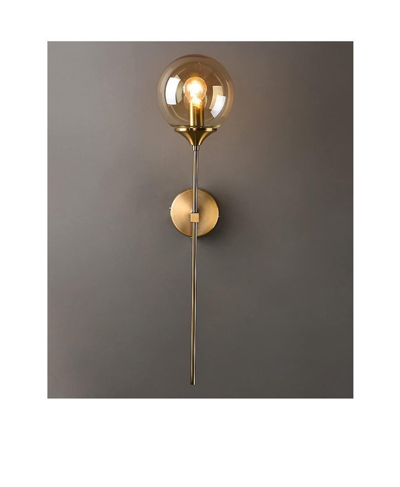 HELCEKOU LED Glass Ball Wall Lamp Modern Golden Sconce Lighting for Bedside Living Room Hallway Home Decoration Dimmable Pendant Lights with Metal Fixture
