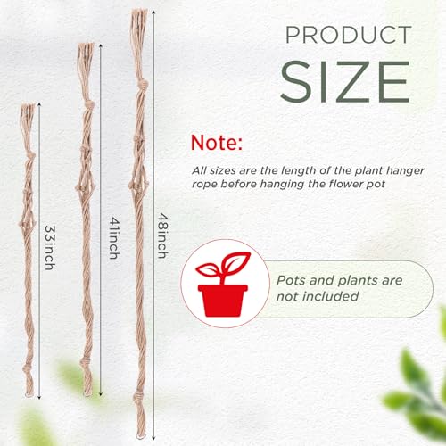 Image of EBOOT 3 Pack 33 41 48 Inch Large Macrame Plant Hanger Rope to Hang Flower Pot Plant Holder for Indoor Outdoor Decorations, 4 Legs (Linen Color)