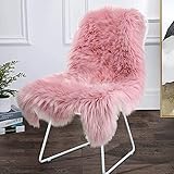 DAOXU Teppich Kinderzimmer Deko Fellteppich Kunstfell Fell für Stühle Schaffell Lammfell Kleiner Zimmer Schlafzimmer Deko lammfellimitat Teppiche Rosa - 60x90 cm