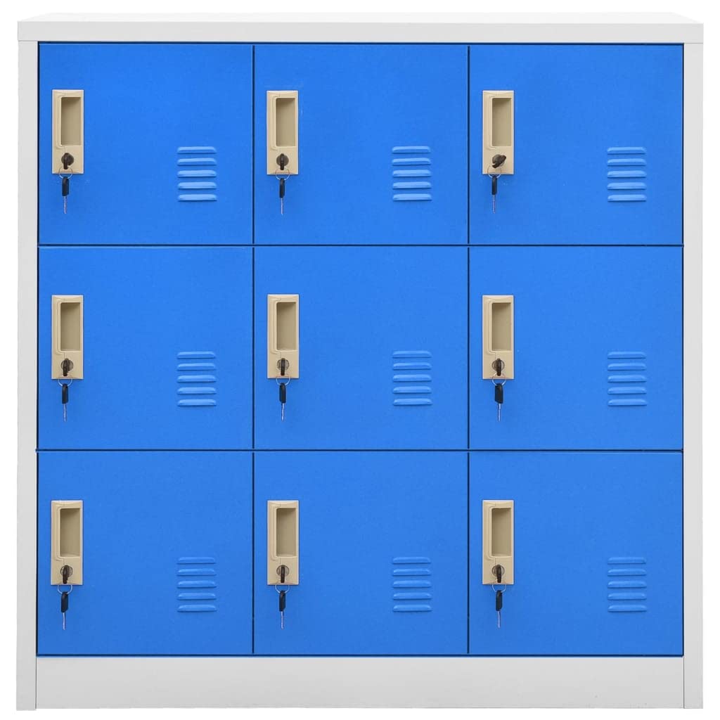 vidaXL 2X Armarios Taquilla Casillero Escuela Libros Archivos Almacenamiento Oficina Archivador Habitación Acero Gris Claro y Azul 90x45x92,5 cm