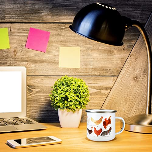 Vaipi Hen Enamel Mug Set Of 2 12 Oz Funny Enamelware Coffee Cup Small Camping Cup Handmade Chicken Sublimation Mugs For Family Gathering,Picnic, Fishing, Friend Party Tea Hot Chocolate Cups #TOP4