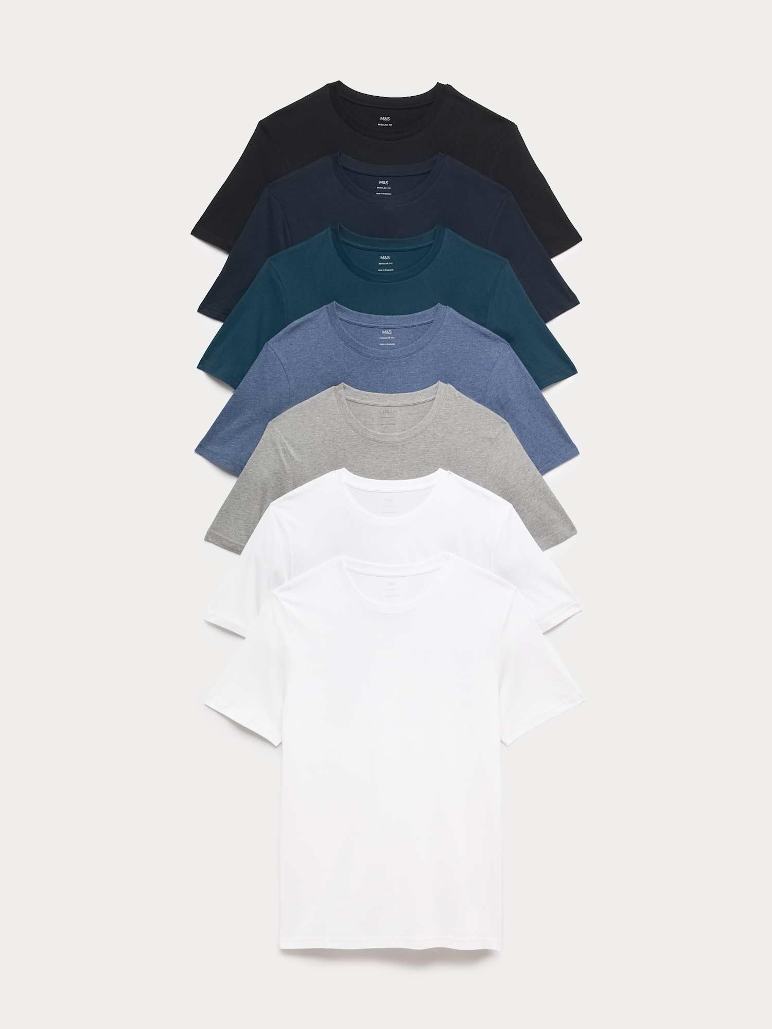 Marks & Spencer Pack de 7 Camisetas Puro algodón con Escote Cerrado