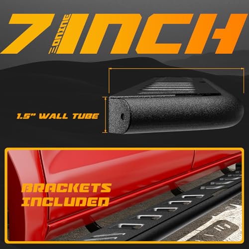 Estribos tubulares 7” negros texturizados para Dodge Ram 1500 miniatura 2