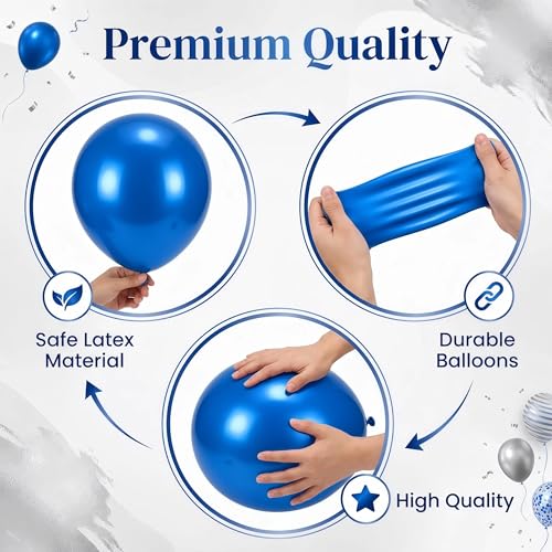 Image of Balloon Column Stand Kit,2 Sets of Assorted Rainbow Balloon Tower Pillar with 10inch Bright Color baloon Reusable Design for Grirls Party,Birthday, Wedding,Baby Shower (Metallic Blue Sliver)