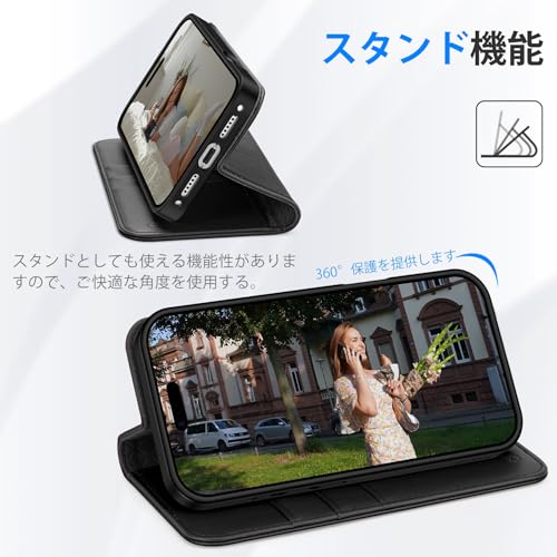 SHIELDON iPhone 17ProMax 対応 手帳型ケース 本革レザー 6.9インチ 5G TPU素材 カード収納 の商品画像 4