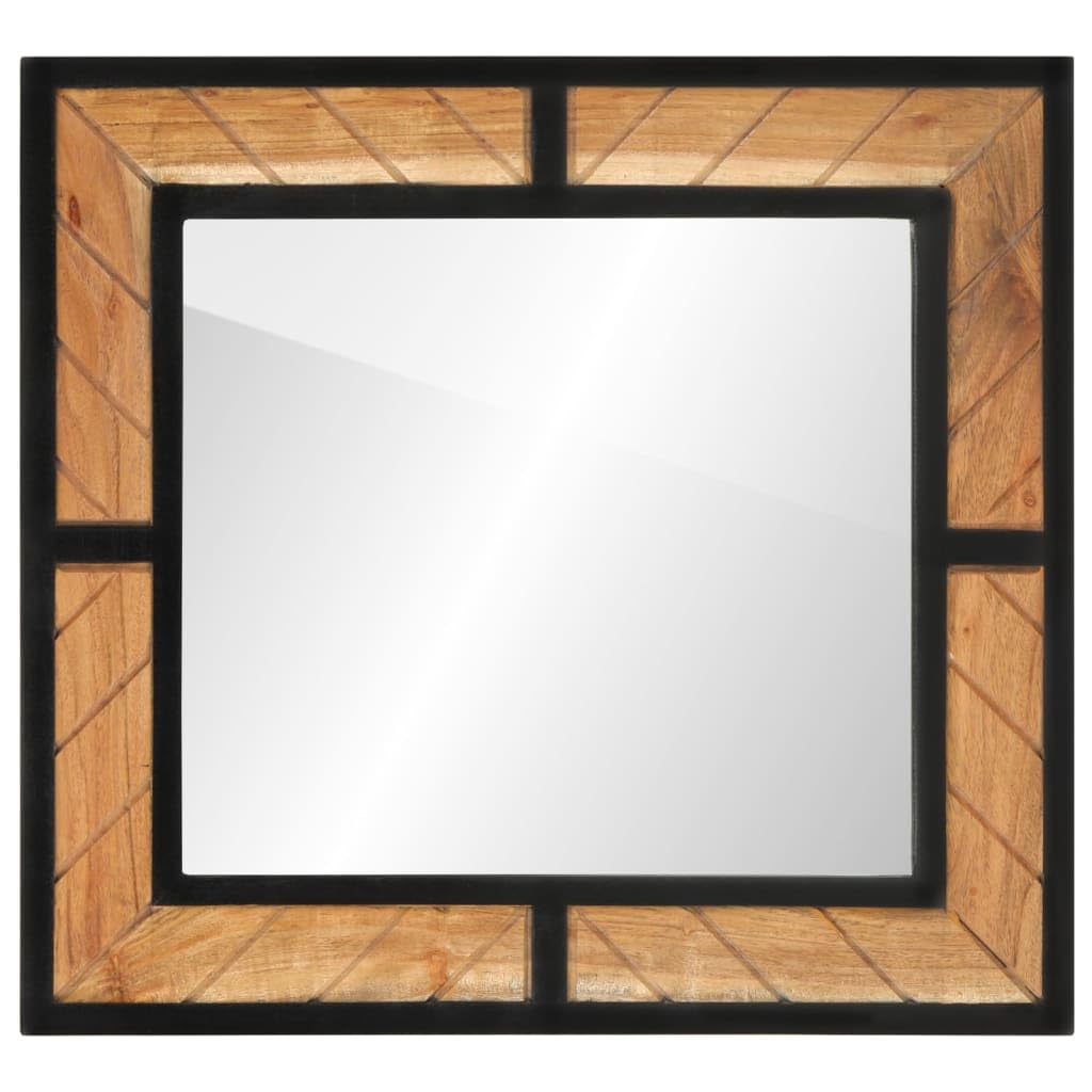 Akazienholz Spiegel 60x55 cm Wandmontage | Rechteckiger Badspiegel, Klares Glas, Für Make-up und Rasur, Platzsparend
