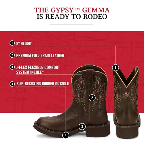 Justin Women's Gemma 8" Stylish Western Cowboy Boots3