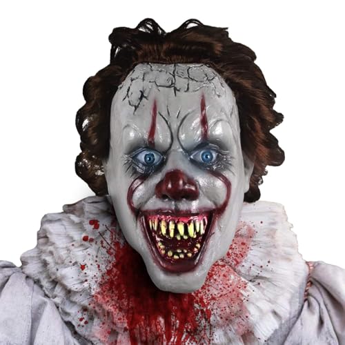 MOLEZU Clown Mask for Adult Halloween Mask Creepy Scary Clown Full Face Head Horror Mask Prop Costume Party Cosplay