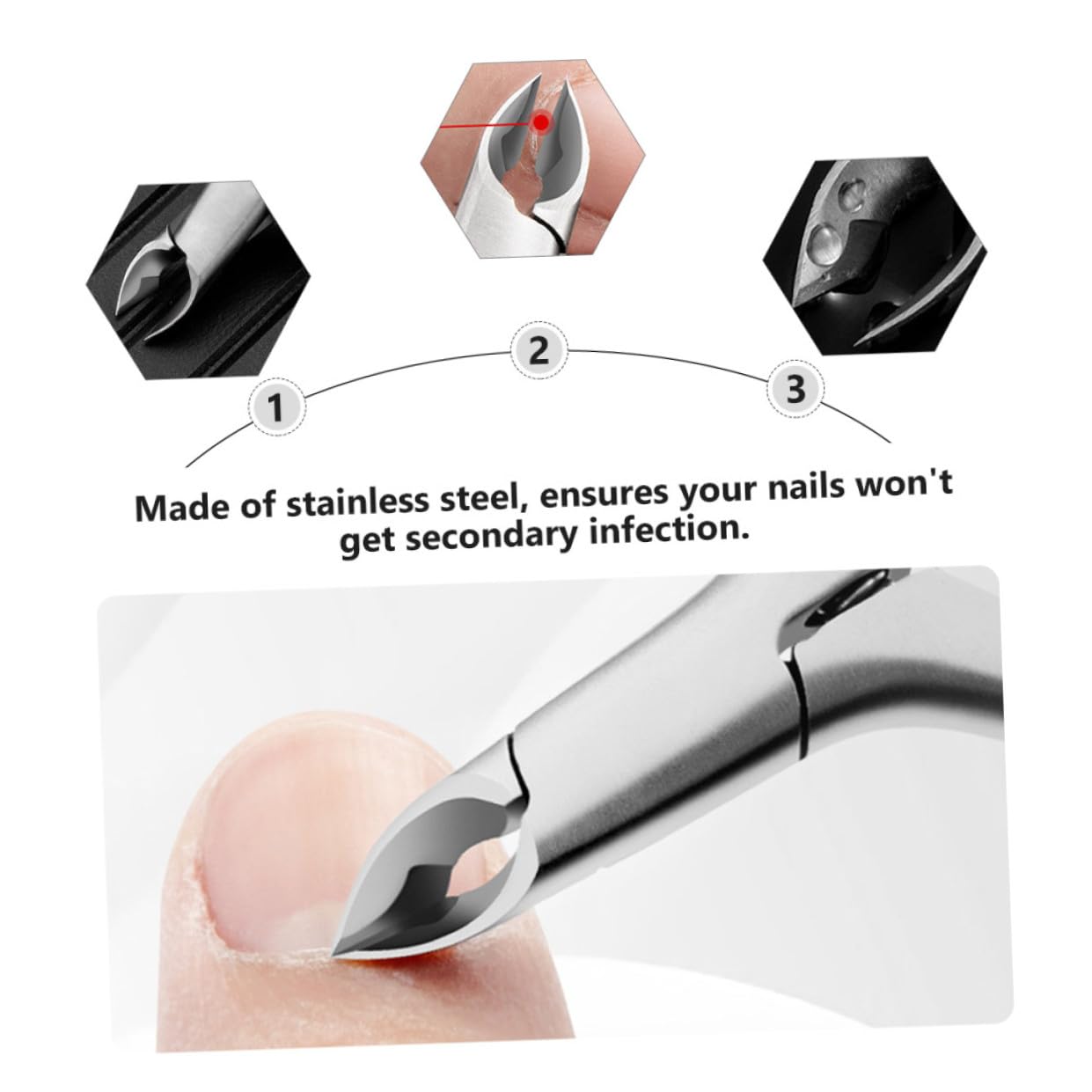 Mipcase 3pezzi Forbici Per Rimozione Cuticole e Morta Strumento Manicure Ergonomico Inossidabile Design Semplice e Pratico Per Uso Domestico e Professionale Nero