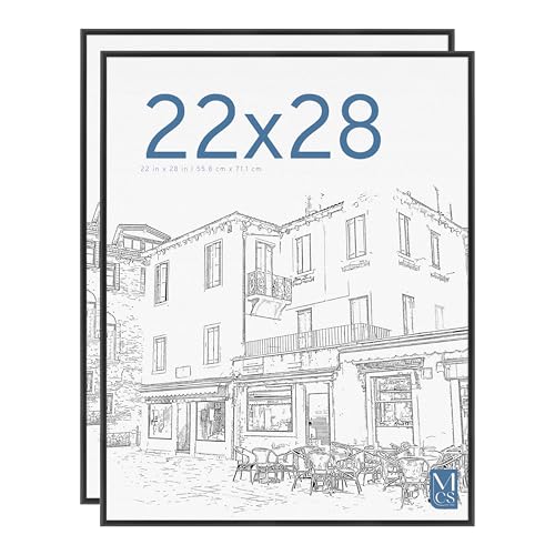 MCS Original Poster Frame 22x28 Black Lightweight Vertical & Horizontal Wall Hanging Large Picture Frame for Posters, Art Prints & Gallery Wall (2-Pack)