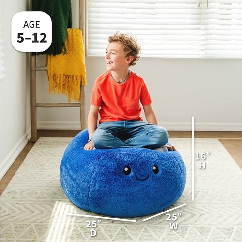 image for Big Joe Blueberry PlushiPals Super Soft Bean Bag Chair for Kids, Ultra