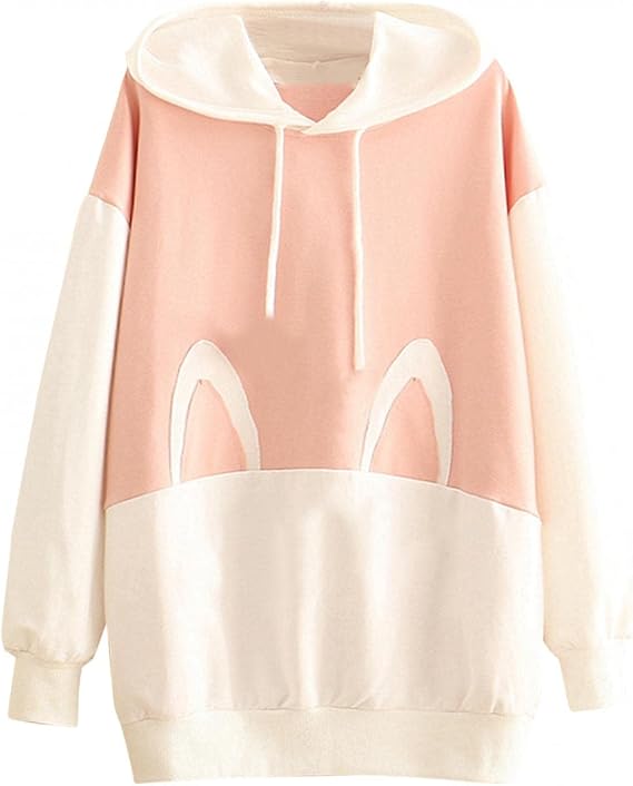 Amazon Co Jp レディース 秋服 トップス うさ耳 パーカー ロゴ うさぎ トレーナー ウサ耳 付 フード かわいい ラビット フード 付 パーカー トレーナー ルームウェア ロリータ系 オシャレ カジュアル シンプル 長袖 トップス 春 秋冬 可愛い ファッション