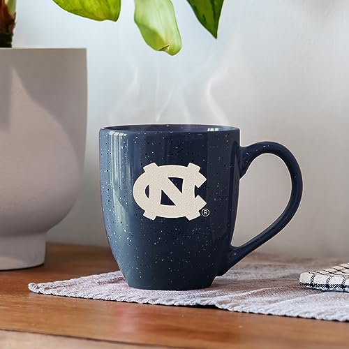 Image of Rico Industries NCAA North Carolina Tar Heels Navy Blue Personalized 16 oz Team Color Laser Engraved Speckled Ceramic Coffee Mug