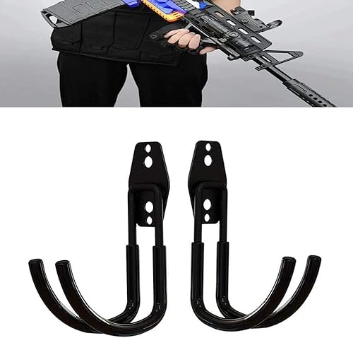 Miniatura 2 de 2 soportes horizontales de pared para armas, ganchos de tiro con arco para rifle, ganchos para escopeta, soporte de pared para rifle o exhibición,