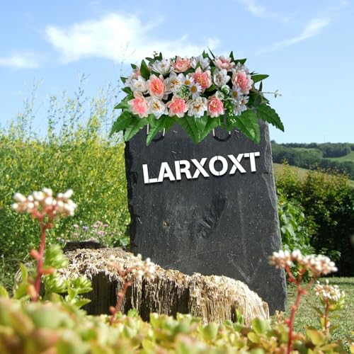 Tombstone Flowers - Outdoor Grave Decorations, Cemetery Flowers for a Grave to Be Placed on a Tombstone, The Cemetery Flowers for Grave Saddle Are Composed of Artificial Champagne  image 7