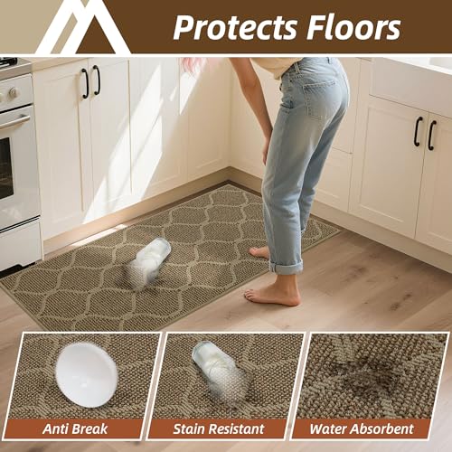 Alfombra de cocina elegante COSY HOMEER tapete beige lavadero de alta resistencia 50 x 80 cm 5