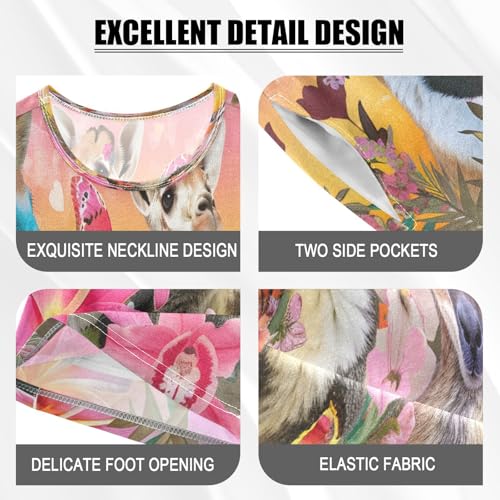 senya Short Sleeve Pajamas Sets Summer Cotton Sleepwear Animals and Flower4