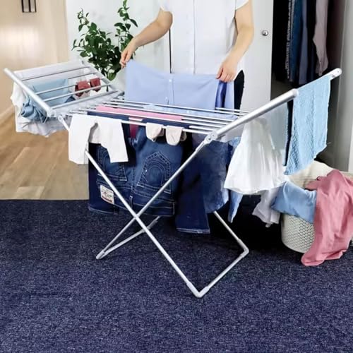 Metal Clothes Airer Compact for Indoor & Outdoor Electric Clothes Drying Rack Horse Rack Foldin 12m Heated Laundry Maiden Clothes Dryer for Airing and Hanging Clothes 45-55℃