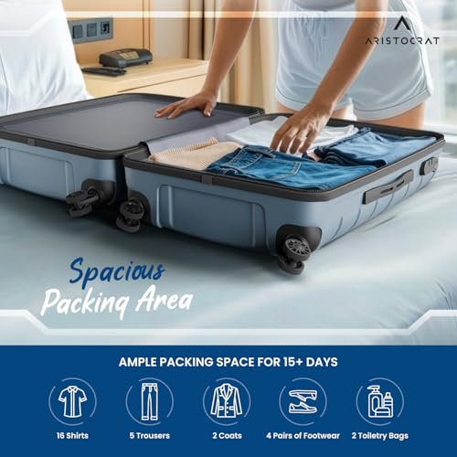 Image of Aristocrat Liberty 8-Wheel Large Size Hard Case Trolley Bag, Spanish Blue