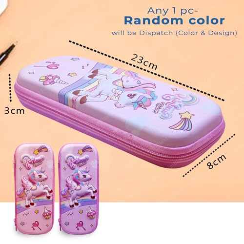 Image of FunBlast Canvas Multipurpose Zipper Pencil Case,Unicorn Pencil Pouch For Girls,Pen & Pencil Pouch Bag Case For School Supplies For Kids,Stationery Organizer,Return Gift For Kids (Pink)