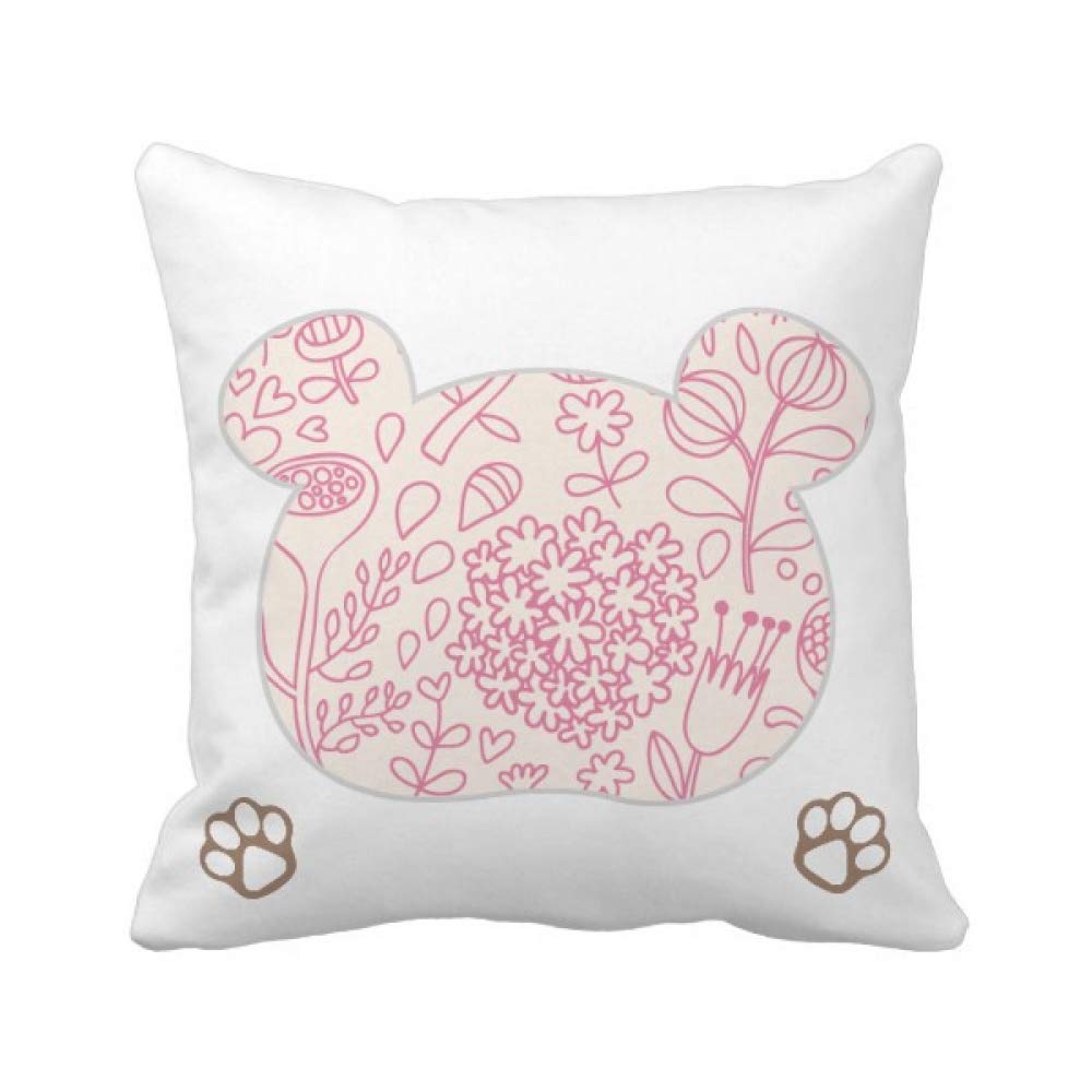 Housse de coussin carrée motif ours en poudre aux finitions soignées