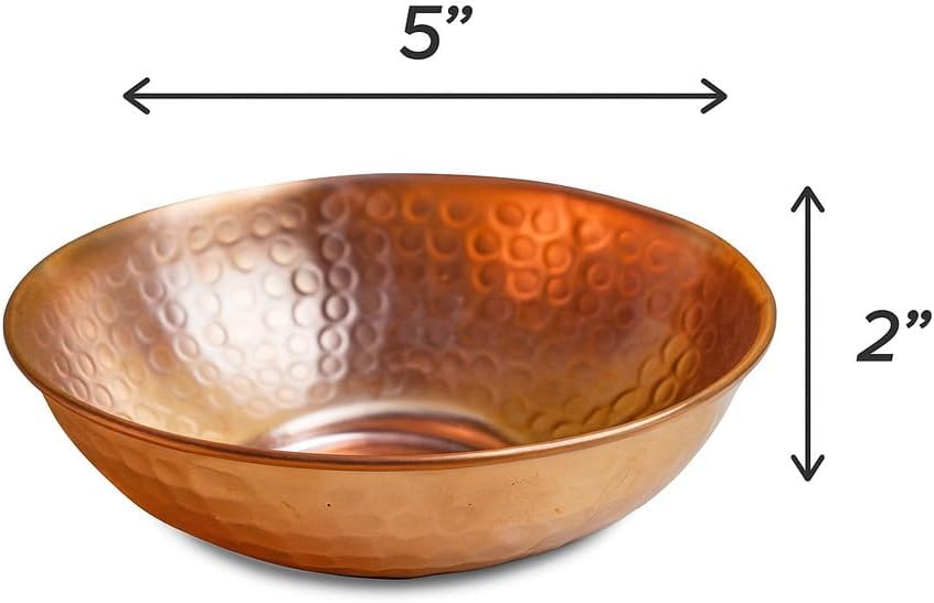 GoCraft Pure Copper Decorative Bowl | Hammered Finish Copper Bowl for Serving Nuts, Salad, Fruits & Table Use – 5" Diameter x 2" Height