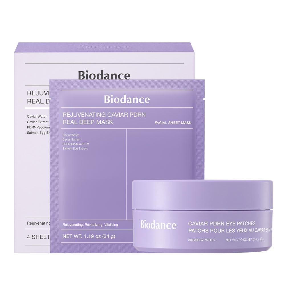 BIODANCE Caviar PDRN Brightening Set: Real Deep Mask & Eye Patches Set, Under Eye Dark Circles & Puffy Eyes, Korean Skincare Routine for Dullness, Glass Skin, Skin Care Gift Set