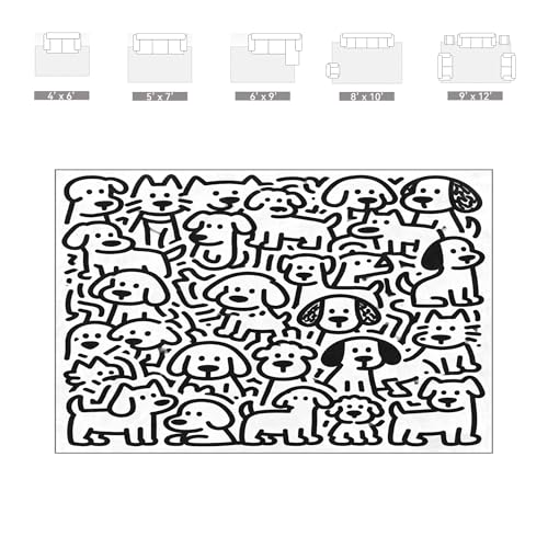 Tapete decorativo con diseño de perro cartoon 2x3 pies miniatura 4