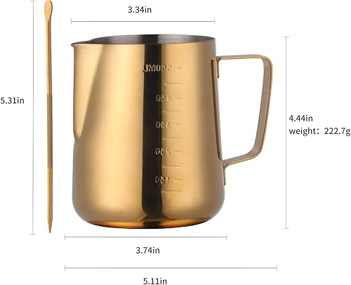 Miniatura 5 de Buyer Star Espumador de leche, espumador de café, herramientas Picher Barista, taza mental de acero inoxidable, accesorios para expreso, kit de