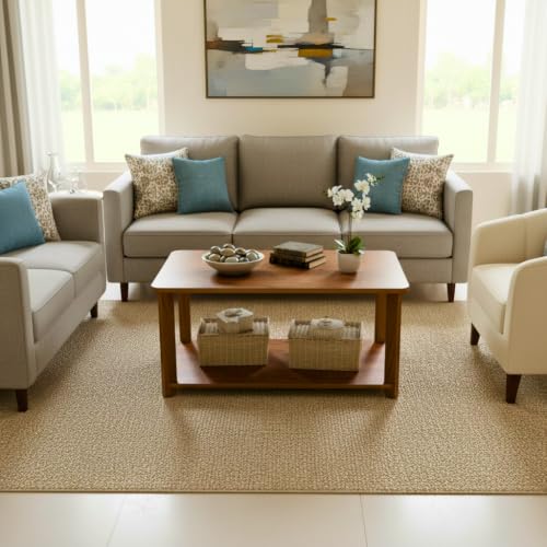 Image of InoSlashed Engineered Wood Center Table | Coffee Table for Living Room | Tea Table | Teapoy for Home | Living Room | Office with Storage Shelf (Grenada Pine)