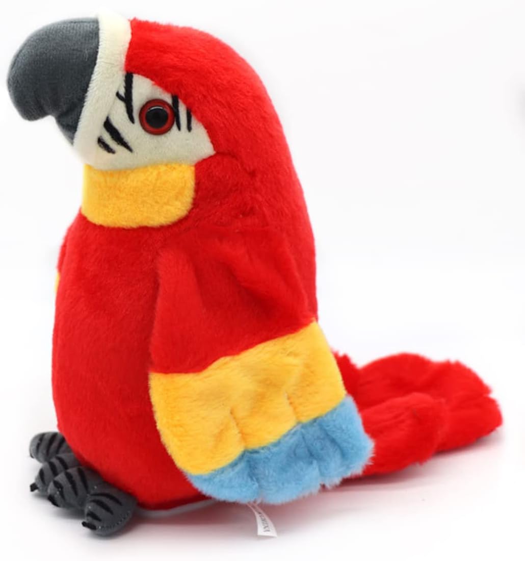 ECVV Cute Talking Parrot Plush Toy Repeat Speaking Parrot Bird Toys Electronic Funny Bird Toys Interactive Pet Toy Gift for Children Kids (Red)