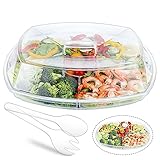 Geesta Appetizer Serving Tray, Multi-tone Bowl with Reversible Lid Caps | 2 Layers + 2 Mixing Spoons