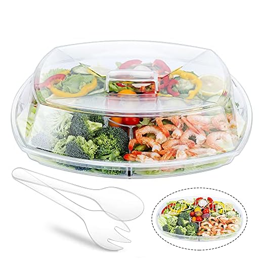 Geesta Appetizer Serving Tray, Multi-tone Bowl with Reversible Lid Caps | 2 Layers + 2 Mixing Spoons