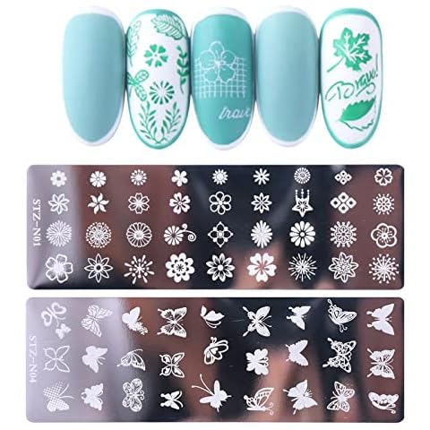 Nagelstempel Schablonen, Nail Art Plates, Nagelschablonen Muster, Nageldesign Schablonen, Nail Art Image Stamping Plate Set Cover