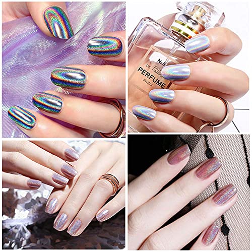 Holographic Nail Polish 6 Pack Set Blue Velvet Soak Off Rainbow Color Nail Coat Manicure And Pedicure Kit 10Ml Ch010 #TOP3