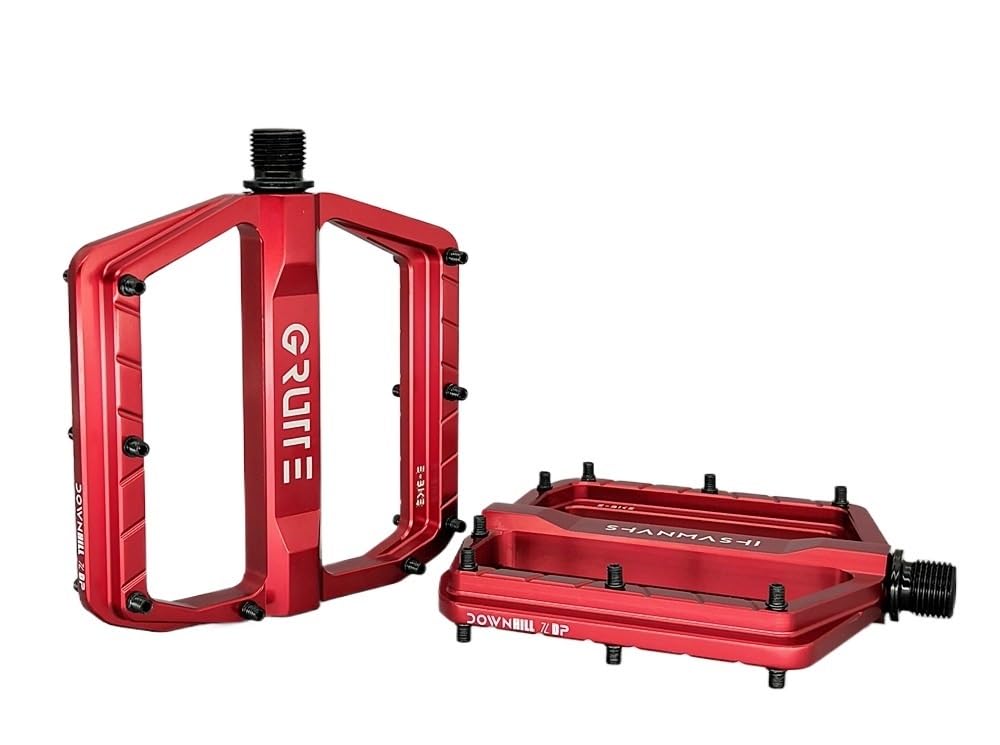 JIASHUNHE Bike Pedals Mountain Bike Comfort Pedal Bearing Bicycle Flat Aluminum Alloy(Red)