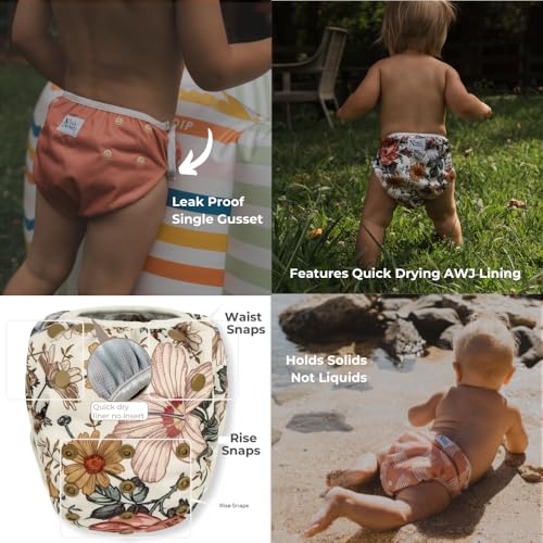 Image of Nora's Nursery Swim Diapers with Wet Bag | 3 Pack | One Size Fully Adjustable